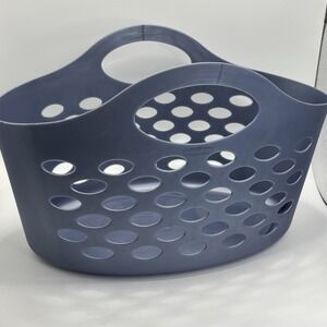 Rubbermaid Oval Carry Tote Blue Basket Handles Flexible Laundry Beach Purse‎